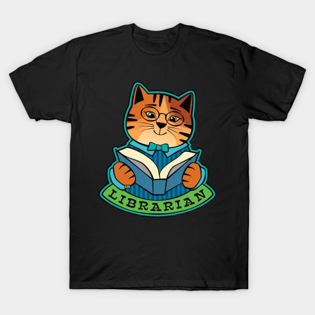 Librarian Cat T-Shirt by Sue Cervenka